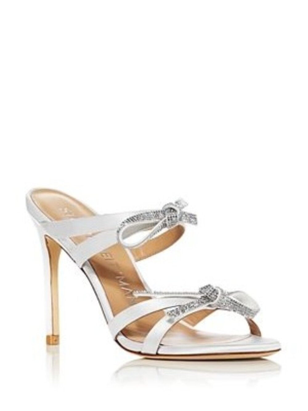 Stuart Weitzman Womens Bow 100 Slide High Heel Sandals White Satin Size 5.5 NWB